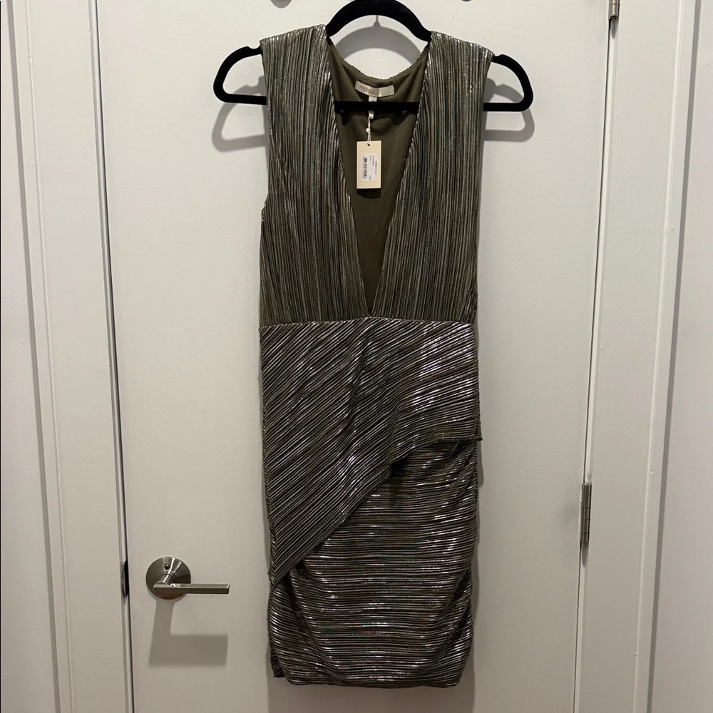 Maje Olive and Silver Backless Dress - Picture 1 of 3